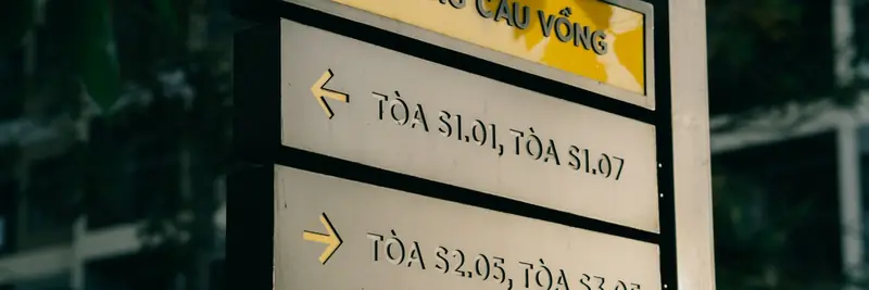 A building directory sign listing floors and departments