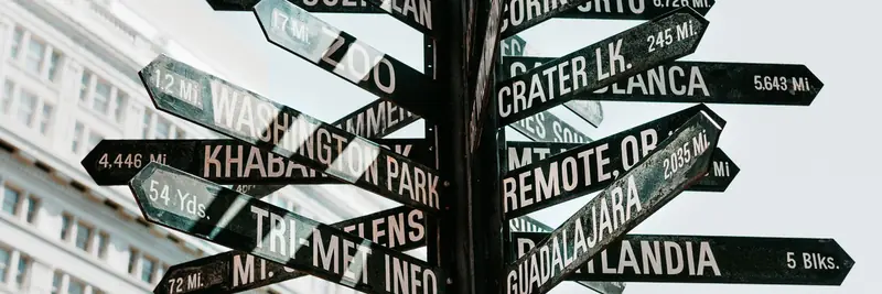 A wooden signpost pointing in several directions